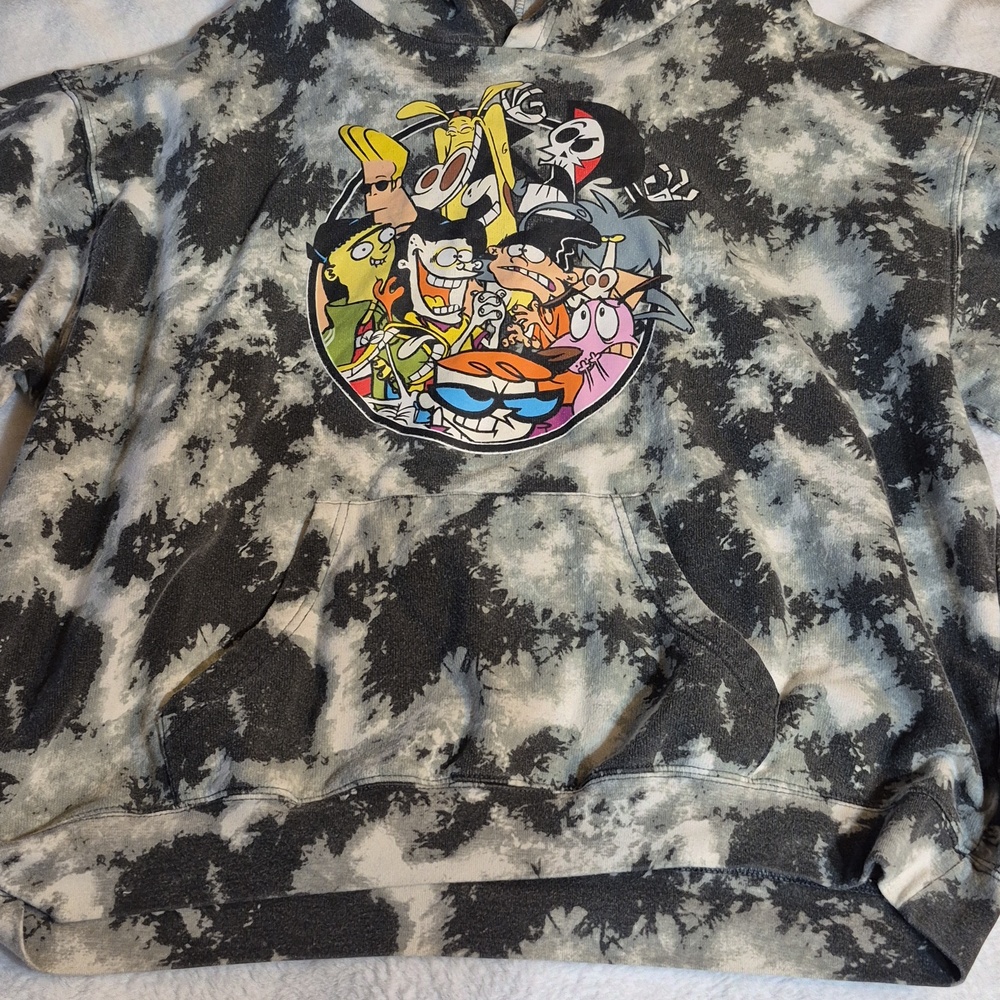 Cartoon Network Black & White Tie-Dye Pullover Hoodie Sz. XXL - Picture 4 of 7
